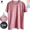 送料無料 Tシャツ ミッキー ミッキーマウス ディズニー MICKEY ロゴ 刺繍 レディース UV対策 吸水 速乾 cool ドライウェア スポーツ ジョギング ヨガ ピラティス フィットネス ジム ドライメッシュ ワンポイント キュート 透かし 総柄 くすみカラー ブラックピンク 黒