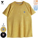 送料無料 Tシャツ ミッキー ミッキーマウス ディズニー レディース UV対策 吸水 速乾 cool ドライウェア スポーツ ジョギング ヨガ ピラティス フィットネス ジム ドライメッシュ 刺繍 ワンポイント 派手 透かし 模様 総柄 黄色 黒 ブラック