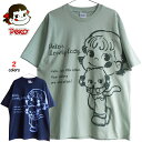 送料無料 ペコちゃん ねこ Tシャツ tシャツ メンズ レディース ビッグTシャツ スマイル ラブリーキャティー ペアルック サンリオ レトロ 昭和 FUJIYA ぺこちゃん 個性的 ゆめかわいい キャラクター ミントグリーン ネイビー 不二家 くすみカラー