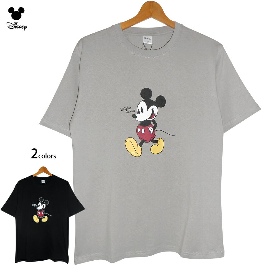 送料無料 Tシャツ ミッキー メンズ ディズニー ミッキーマウス 定番 シンプル ポケットに手 USA 古着風デザイン ビンテージ レトロ レディース ビッグサイズ オーバーサイズ disney ペアルック 双子コーデ かわいい TDL アメコミ ブラック グレー