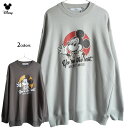 送料無料 ディズニー トレーナー ミッキーマウス ミッキー スウェット 裏パイル地 disney レディース メンズ ペアルック かすれプリント 古着風デザイン...