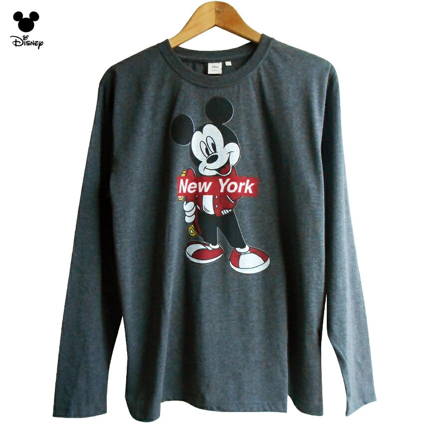 セール 送料無料 長袖Tシャツ ロンT ディズニー ミッキー メンズ カットソー disney mickeymouse スケボー アメコミ NY ニューヨーク NEWYORK ペアルック ビンテージ風 おしゃれ 大人 かわいい TDL レトロ シュプリーム風ロゴ