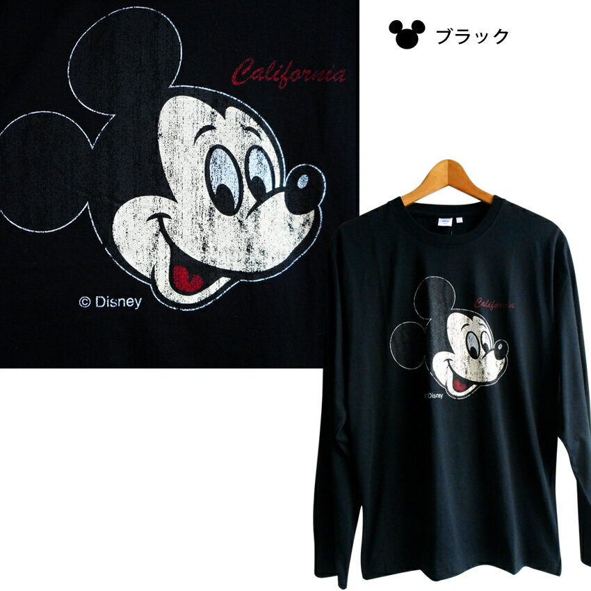 送料無料 長袖Tシャツ ロンT ディズニー ミッキー メンズ カットソー disney mickeymouse ペアルック ビンテージ風 おしゃれ 大人 かわいい TDL ベイカー アメコミ レトロ アンティーク調 ブルックリンスタイル