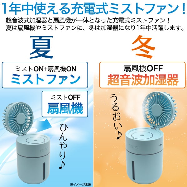 【送料無料】【充電式ミストファン！】 （涼しい 夏場 夏 卓上 寝室ミニ扇風機 移動 旅行 アウトドア かわいい おしゃれ スリム 風 デスク 仕事 USB usb パステル 白 桃 黄 オフィス 一人暮らし フェス 暑さ対策 送風 デザイン家電 年中 通年）