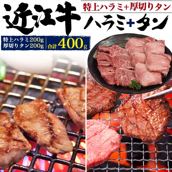 滋賀 近江牛【焼肉用 特上ハラミ+厚切りタン 合計400g】牛タン 厚切り 超希少 焼肉セット 国産 食べ比べ ホルモン ビーフ 焼き肉 酒の肴 取り寄せ 祝 贈答品 誕生日 ギフト お肉 お祝い 焼肉 家族 内祝 バーベキュー bbq 中元 歳暮 牛肉 ギフト【送料無料】【熨斗対応】のサムネイル