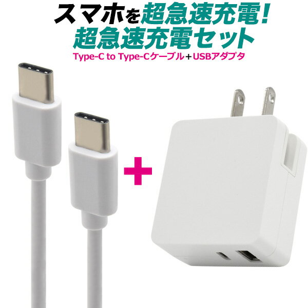 【Type-C to Type-Cケーブル 1m ＋15W USB-ACアダプタセット】 スマホ充電器 100cm タイプCケーブル Type-C USB 2口 2ポート アダプター 折りたためる 可変式 小型 軽い iPhone AirPods アンドロイド アイフォン シンプル 充電器セット【送料無料】 [M便 1/3]