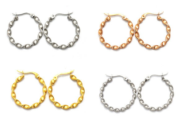 【全3色】ステンレス製ツイストフープピアス（ピアス ステンレス フープ）バレンタイン ホワイトデー 入学祝い 卒業祝い 就職祝い[M便 1/30]格安通販　バレンタイン　人気　ランキング