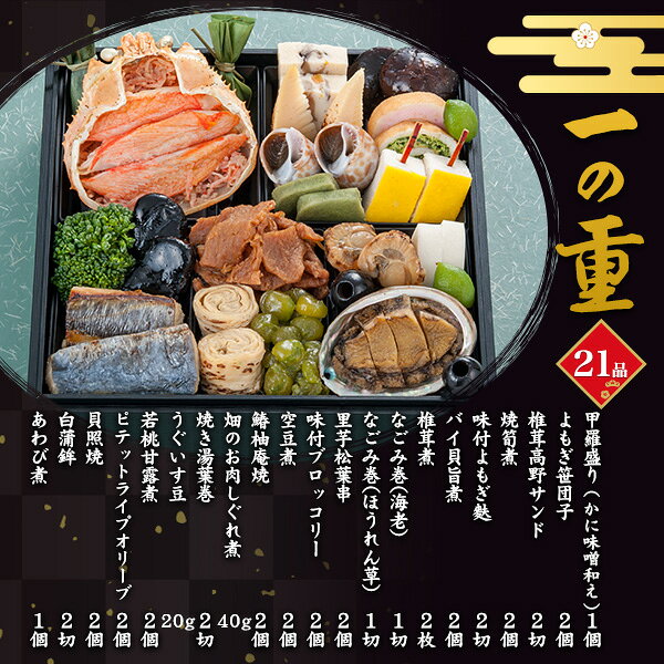 おせち 2027 予約 喪中用お節 2人用 1段 【喪中おせち 一段重 2人前】和風 あわび煮 おつまみ あて 詰め合わせ 甲羅盛り バイ貝旨煮 里芋 正月 行事 和食 伝統 御節 お節料理 家族 一人 子供 夫婦 喪中用 ふせち料理■冷凍 直3【送料無料】 plata-10020118 輸入雑貨・アクセサリーの店プラタ サンプル画像3