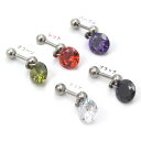 【ボディ ピアス】ストーンがゆらゆら揺れるストレートバーベル型ボディピアス(16G)白 ダイヤ風 紫 赤 黒 透明 キラキラ かわいい おしゃれ 雑貨 女子 男...