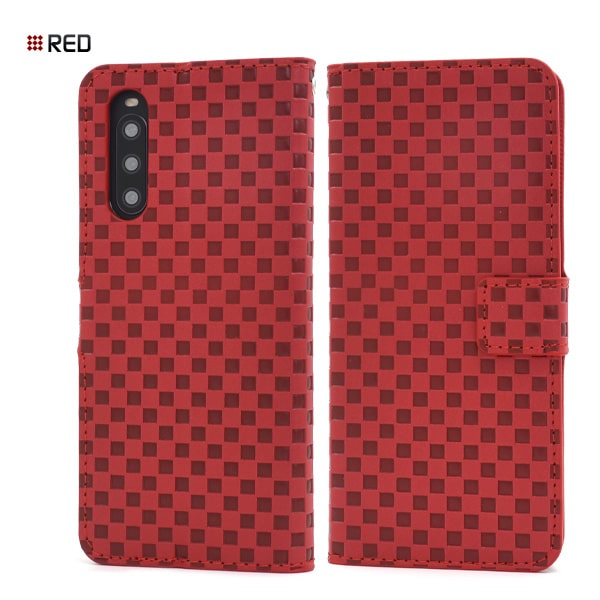 市松模様【Xperia 10 IV SO-52C/SOG07/A202SO/UQmobile/XQ-CC44用】可愛い ブラックレッド エクスペリア10iv おしゃれ so-52c ソフト 手帳 エクスペリア10iv カバー so52cケース sog07 手帳型ケース a202so uqmobile xq-cc44 楽天 ギフト 黒赤 [M便 1/3]【送料無料】