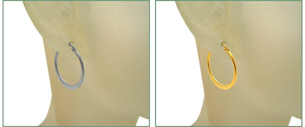 ステンレス製平型フープピアス(シルバー ゴール...の紹介画像2