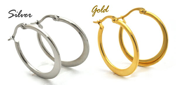 ステンレス製平型フープピアス(シルバー ゴール...の紹介画像3