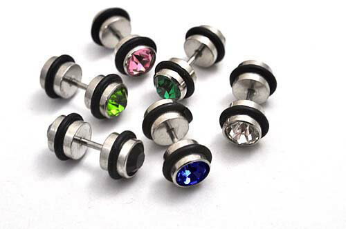 【全6色】ダブルラインストーン ストレートバーベル型ボディピアス（ジュエル）（ボディピアス ボディピ ヘソピアス ）[M便 1/50]