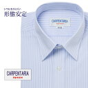 ワイシャツ 長袖 形態安定 メンズ Yシャツ カッターシャツ ビジネス 標準 CARPENTARIA レギュラーカラー ライトブルー×ホワイトストライプ 