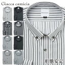 ワイシャツ 長袖 形態安定 メンズ 標準 giacca-camicia 短尺 ショート丈 