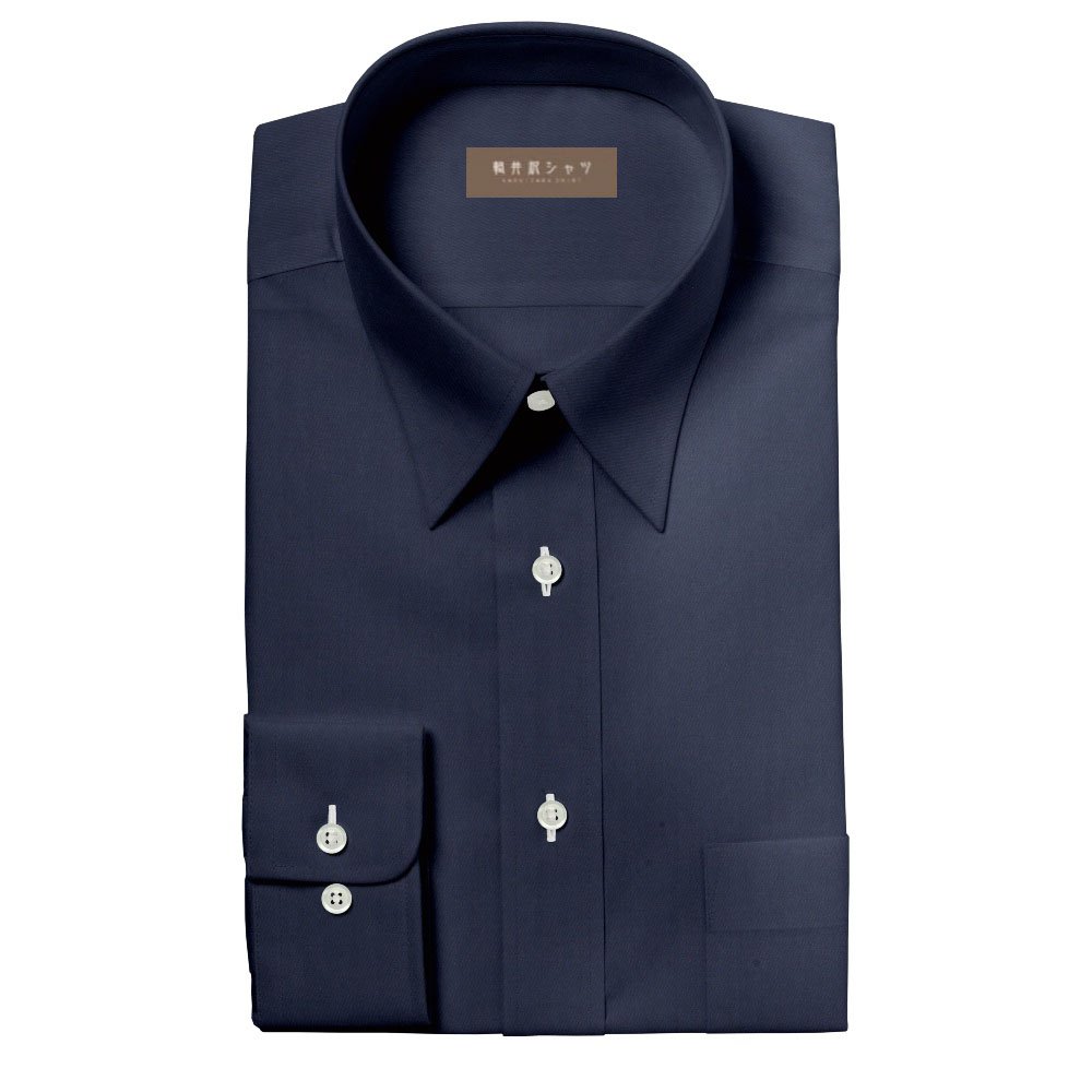 オーダーシャツ デザイン変更可能 ワイシャツ Yシャツ オーダーワイシャツ メンズ 長袖 半袖 七分 大きいサイズ スリム らくらく オーダー 日本製 綿100％ 軽井沢シャツ レギュラーカラー 「MORARJEE」　ネイビーツイル [R10KZR753X] 送料無料