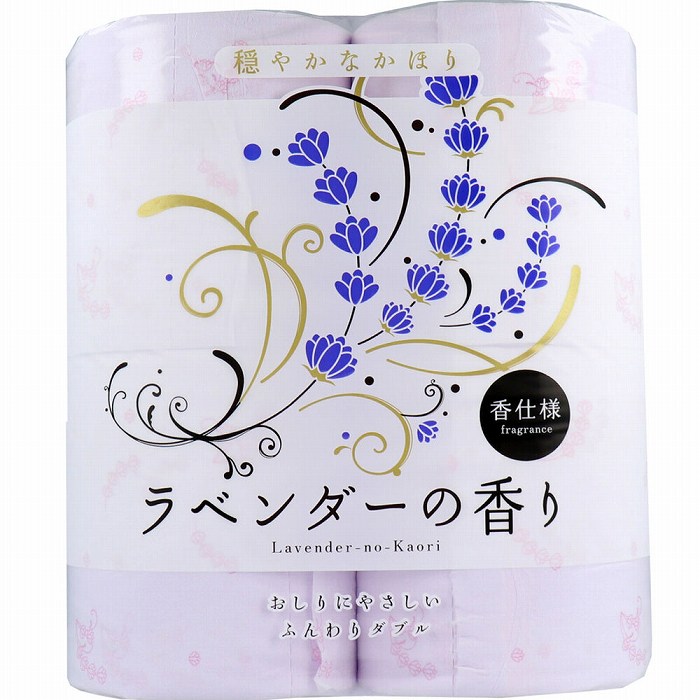 【同梱不可】 四国特紙 トイレットペーパー ラベンダーの香り ダブル 30m×4ロール トイレットペーパー ダブル トイレ 2枚重ね プリント柄