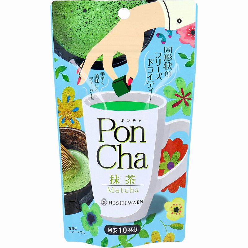 PonCha(ポンチャ) 抹茶 10g(10粒入) フリーズドライ ティー 抹茶 固形 水 水出し お湯 ティータイム エ..