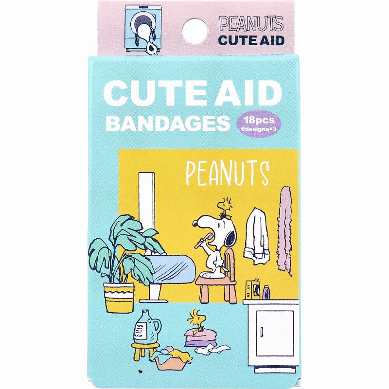 スヌーピー クリーニング CUTE AID ばんそうこう 18枚入 絆創膏 キャラクター 子供 こども 子供用 きり傷 すり傷 ばんそうこう 【4個までメール便】