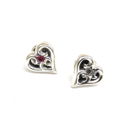 ハートピアス 【BWL】Bill Wall Leather ビルウォールレザー カスタム トライバル ハート ピアス ストーン 片耳 1個売り HEART EARRING w/2mm STONE