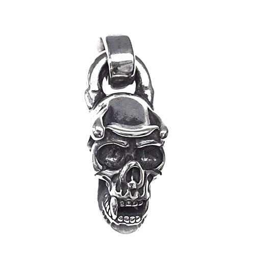 ビルウォールレザー ネックレス（メンズ） 【BWL】Bill Wall Leather ビルウォールレザーSKULL WITH HELMET & FANGS　スカルwヘルメット＆ファング