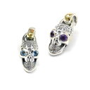 【BWL】Bill Wall Leather ビルウォールレザーGraffiti Vintage Skull w GOLD OVERLAR w BLUE TOPAZ グラフィティービンテージスカル スカル ブルートパーズ ロードライトガーネット 金ロウ スカル 骸骨 ペンダント