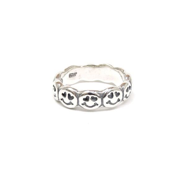 【BWL】Bill Wall Leather ビルウォールレザーHappy Face with Double Heart Eyes Ring シルバーアクセサリー ハッピーフェイス ダブル ハート アイズ リング ギフト