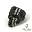 【KING LIMO】キングリモKING HEAD RING キングヘッドリング/シルバーリング/CZ/ブラックコーティング/スカル