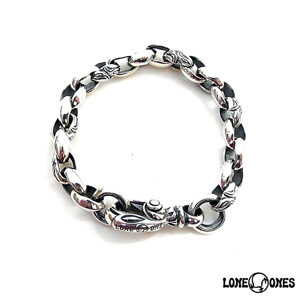 ロンワンズ ブレスレット メンズ LONE ONES ロンワンズ loneones レナードカムホート LEONARD KAMHOUT シルバーアクセ シルバージュエリー アメリカ製 MF Bracelet: Carved Silk Link - Small (Plain Circle) 　カーブドシルクリンク―スモール（プレーンサークル）/シルバーブレスレット