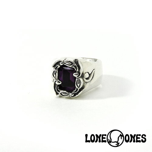 【LONE ONES】ロンワンズ【送料無料】【あす楽】/MF Ring: Wind Rose with Amythest Emerald Cut (14mm x 10mm)-Size 8.0-9.0(JP#16.5〜#19) ウィンドローズアメジストエメラルドカット/Mサイズ/シルバーリング/アメジスト/天然石