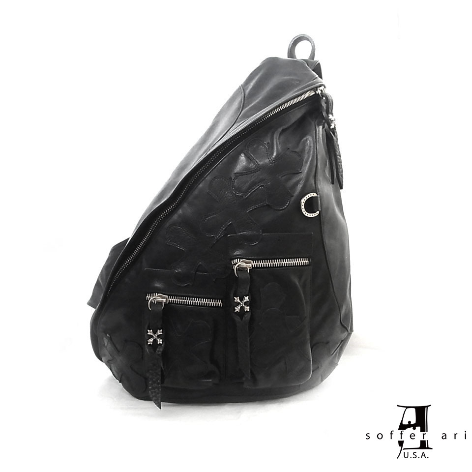 【Soffer Ari】ソファアリBACK PACK - BLACK バックパック/オールレザー/ブラック/リュック/本革/クロスパッチ