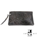 【Soffer Ari】ソファアリNARCO POUCH - BROWN ナルコポーチ/レザー/クロスパッチ/ブラウン/小物入れ/ポーチ(4)