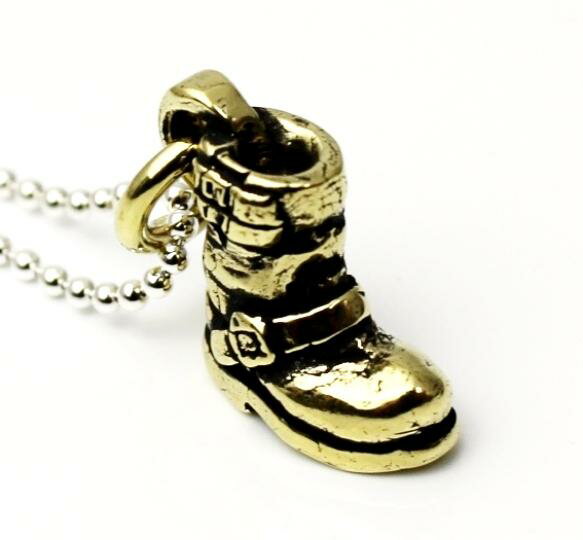 楽天PLATINISM楽天市場店【VASSER】バッサー送料無料　 Biker Boot Pendant Brass w/Silver Ball Chain（バイカーブーツペンダントブラス）/ペンダント/ブーツ/靴/真鍮/チェーンセット/アクセサリー/メンズ/レディース