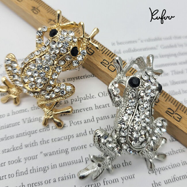 ブローチ【 ラインストーン フロッグ 】 Brooch カエル かえるピンブローチ コサージュ 入園式 入学式 卒業式 ブローチ ピン