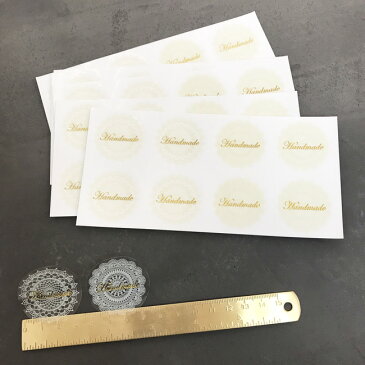 HAND MADE 透明 ホワイトレース ハンドメイドシール 80枚 帯 シール 手作り お菓子 プリン クッキー チョコ ラッピング用品 Gift Box Stickers