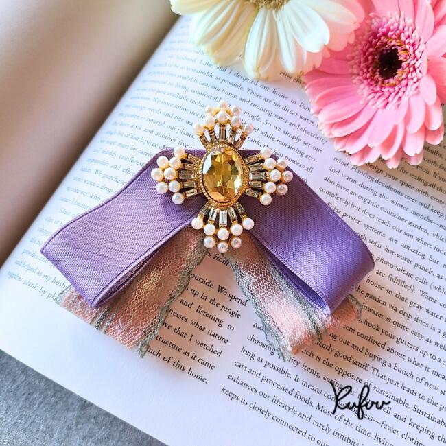 リボンBrooch【ラベンダー 】リボンブローチ 大人用コサージュモチーフ ピン リボン ブローチ 入園 入学 卒園 卒業 コサージュ モチーフ 発表会 リボンタイ 入学式 卒業式