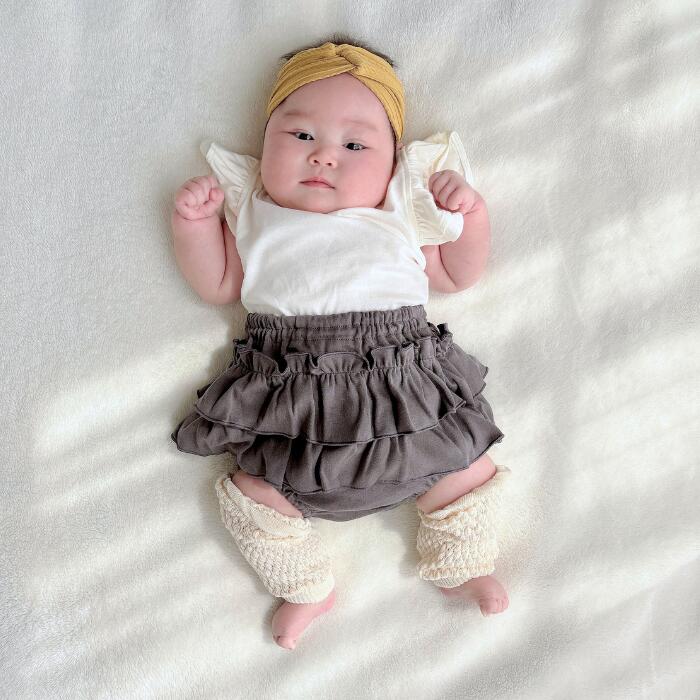 ベビー オーガニック レッグウォーマー 0-1歳頃 日本製 ざっくり編み ショート 2本 セット 赤ちゃん アームウォーマー アームカバー ぽこぽこ編み organic cotton 出産準備 ベビー服 新生児 女の子 男の子 秋冬 締め付けない 暖か 冷房対策 くすみカラークフウ Kufuu 2