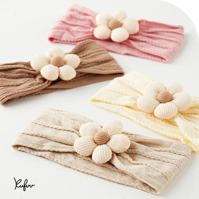 ヘアバンド ジャガード フラワー よく伸びる 柔らか 素材 0-3歳 軽量 幅広 ヘッドバンド 花 ベビー ストレッチ ヘアアクセ 80 出産祝い 赤ちゃん 春 夏 秋 冬 締め付けない フラワー クフウ Kufuu
