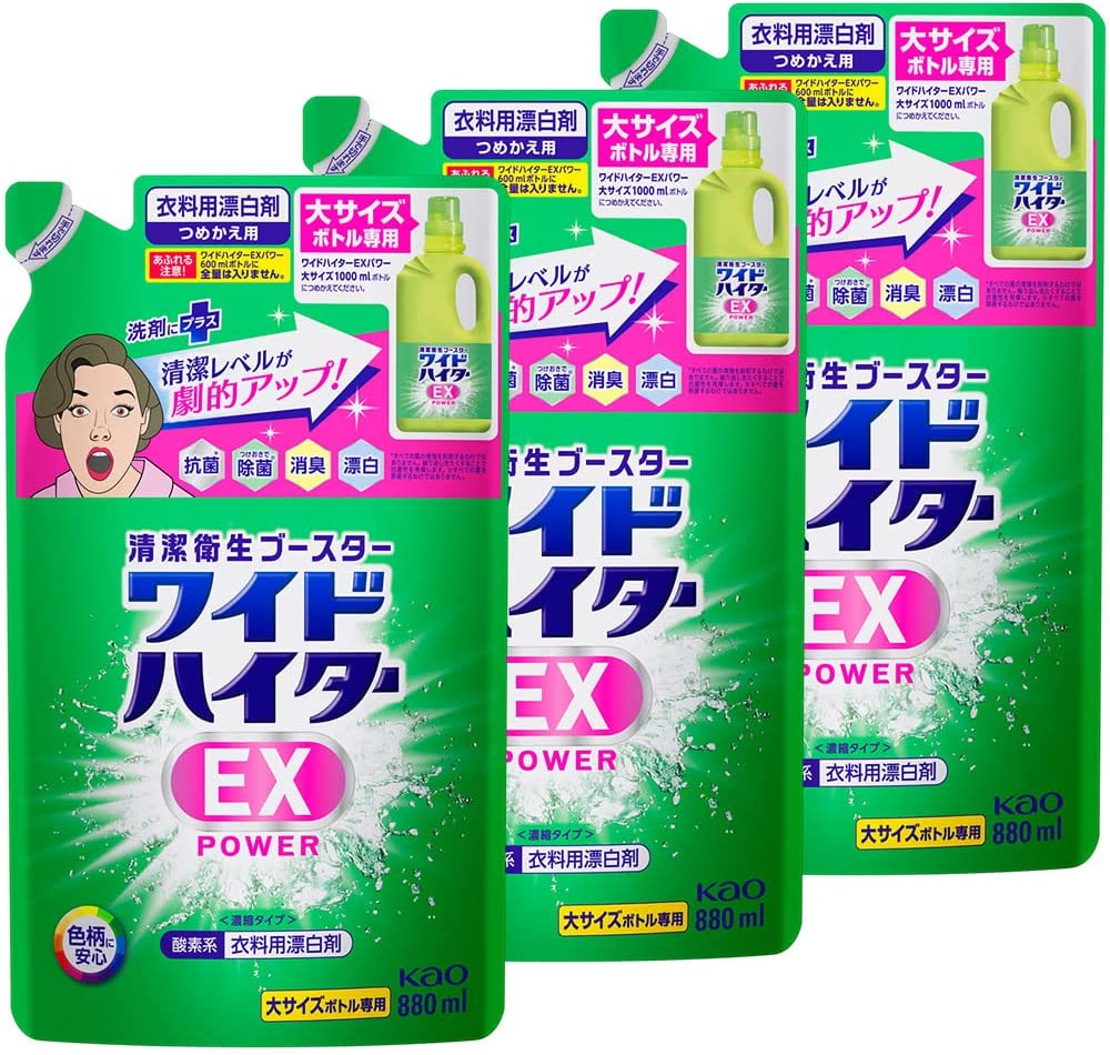 液体 ワイドハイターEXパワー ツンとしないさわやかな花 詰替え用 880ml 3袋