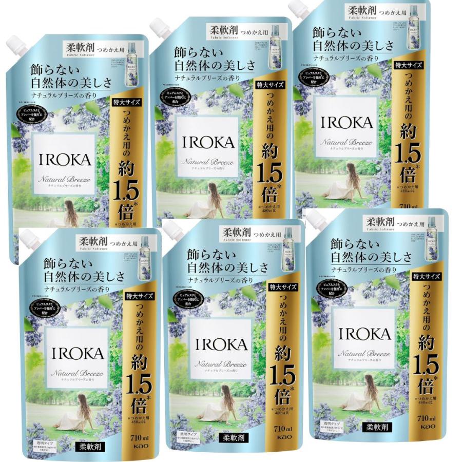 【まとめ買い 710ml×6袋】フレアフレグランス IROKA 液体 柔軟剤 香水のように上質で透明感あふれる香り ナチュラルブリーズの香り 710ml 6袋