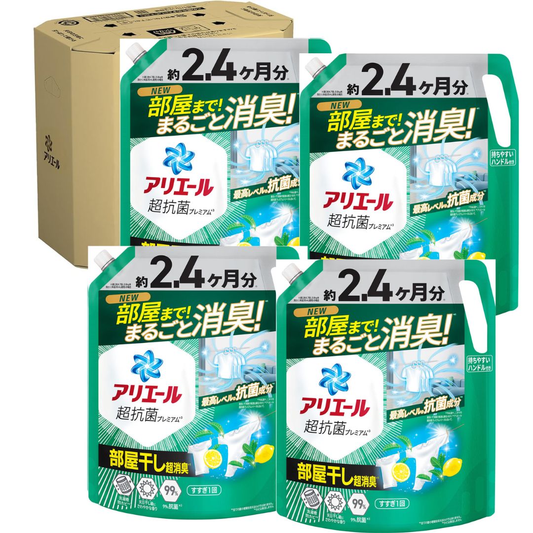【ケース販売 1720ml × 4袋 】アリエール 洗濯洗剤 液体 部屋干しプラス 詰め替え 超ウルトラジャンボ 1720ml