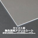 送料無料 アクリルシート アクリル板 キャスト板 約横2000mm×縦1000mm×厚3mm 無色透明 原板 アクリルボード キャスト製法 ボード クリア 保護パネル 液晶保護パネル 保護 カバー 透明 加工 パネル 板 シート acstcast3mm2010