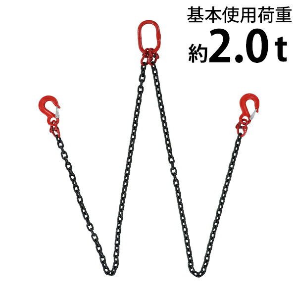 送料無料 チェーンスリング 2点吊り 使用荷重約2.0t 約2000kg チェーン長さ約1.5m 完成品 G80 鍛造 エコノミーモデル スリングチェーン 吊りクランプ 吊り具 2本吊り アイフック ラッチ付 ファンドリフック アイタイプ クレーン ホイスト 玉掛け 運搬 chslingde82lgs2t