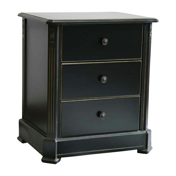 送料無料 新品 ブラックロココ 3段チェスト 完成品 6129BG