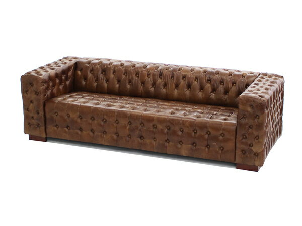 Leather - 送料無料 新品 総本革 トップグレインレザー レザーソファ レザー ビンテージレザー ヴィンテージレザー アンティーク調 3P 3.5P 3人掛け 3.5人掛け トリプルソファ 英国風 チェスターフィールド チェスターフィールドソファ ブラウン sofa59