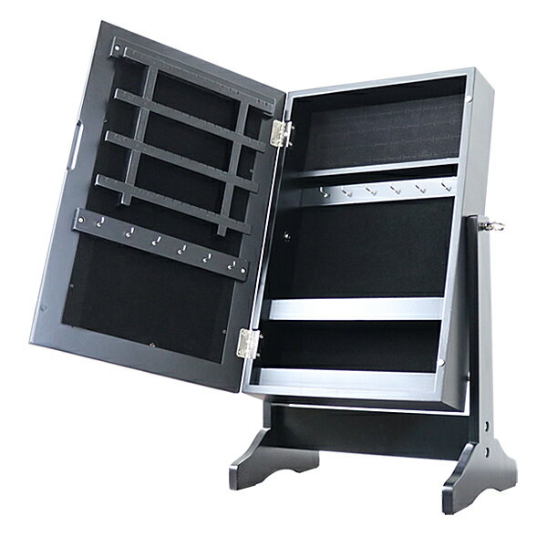 送料無料 新品 収納スタンドミラー アクセサリー収納ミラー ジュエリー収納ケース 収納付きミラー ジュエリー収納卓上ミラー ブラック 収納 家具 インテリア ジ...