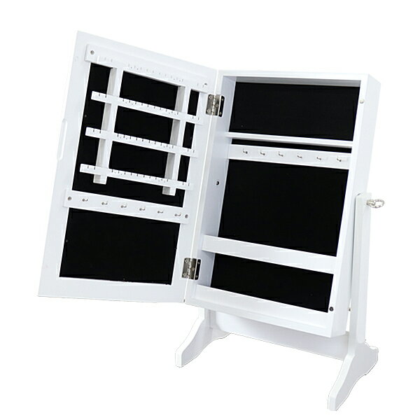 送料無料 新品 収納スタンドミラー アクセサリー収納ミラー ジュエリー収納ケース 収納付きミラー ジュエリー収納卓上ミラー ホワイト 収納 家具 インテリア ジ...
