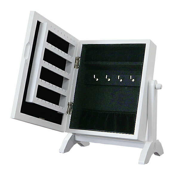 鏡 インテリア ジュエリー収納ミラー(コンパクトタイプ) 収納スタンドミラー アクセサリー収納ミラー ジュエリー収納ケース 収納付きミラー ジュエリー収納卓上ミ...