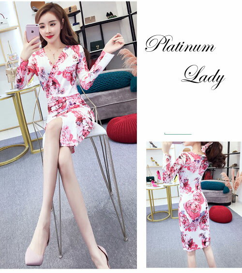 ドレス キャバドレス ワンピース セクシー ナイトドレス キャバクラ ホステス 水商売 クラブ ホステス 水商売 ソウルファッション 韓流ドレス バレンタイン　パーティ　【ピンクローズカラーVネックカシュクール&ドレープセクシードレス2 】