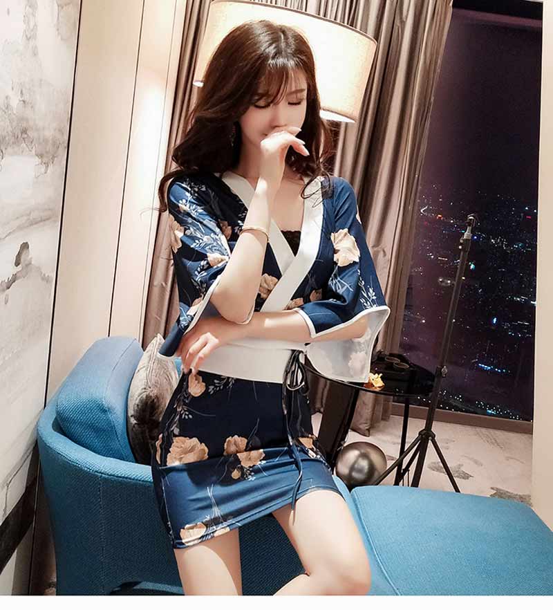 「Vネック和柄セクシー花魁着物ドレス」　和柄、よさこい、おいらん、着物　キャバ　花魁　　コスプレ 卒業式　謝恩会　パーティ　ライバー　衣装　　パーティ